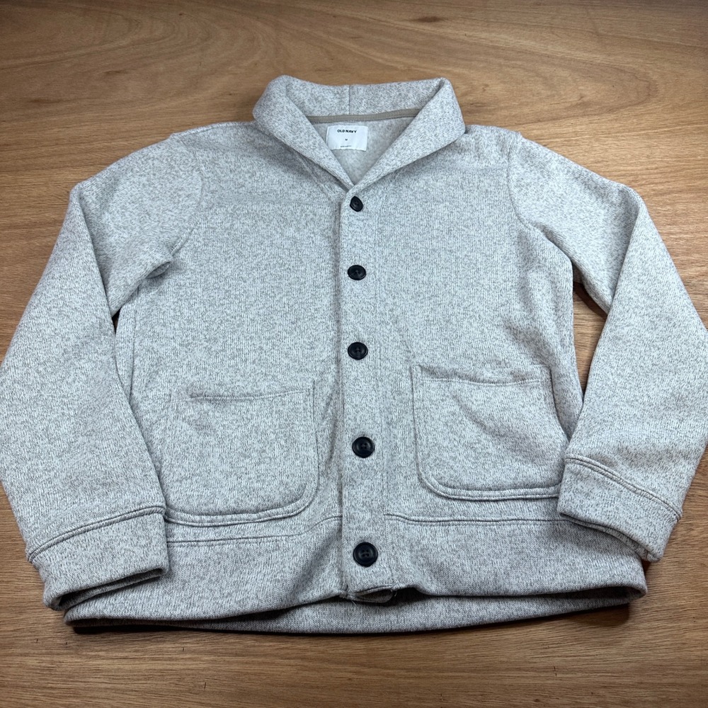 Old Navy Shawl Collar Cardigan Sweater Gray Fleece Men's Medium Casual